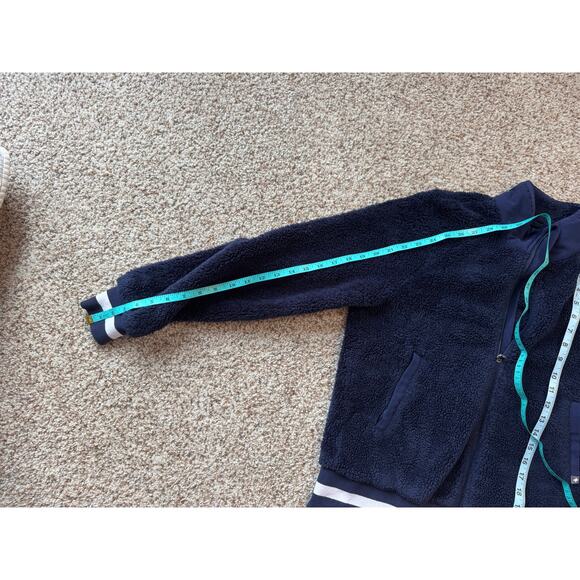 FIGS BAFIA Varsity Sherpa Fleece Jacket; Size Small; Full Zip; Navy Blue Scrubs - Picture 5 of 13